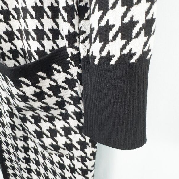 Chicos Houndstooth Cashmere Blend Long Cardigan Womens 1 Medium Black White - Picture 10 of 16